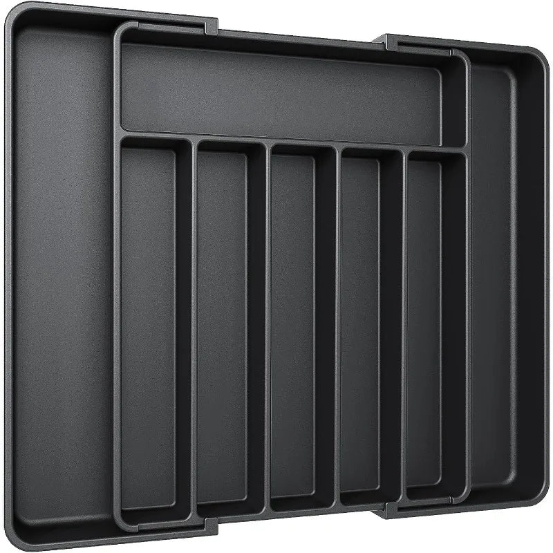 black adjustable cutlery tray