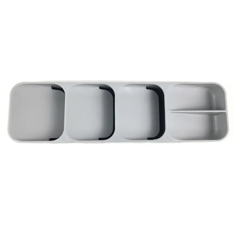 grey cutlery drawer tray on a white background