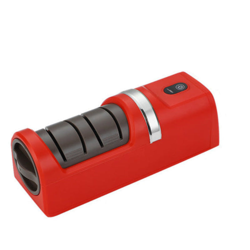USB charged red and brown knife sharpener