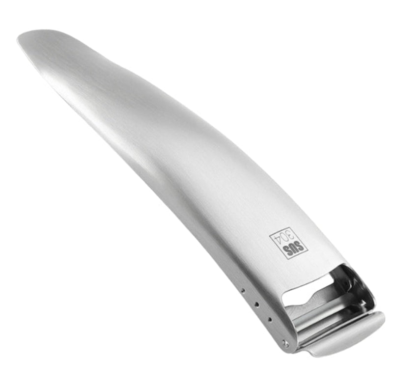 silver vegetable peeler with 304 stainless steel label