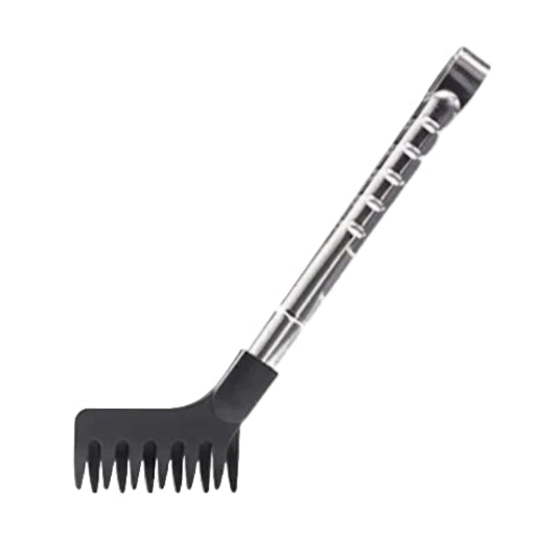 Black and silver salad tongs on a white background