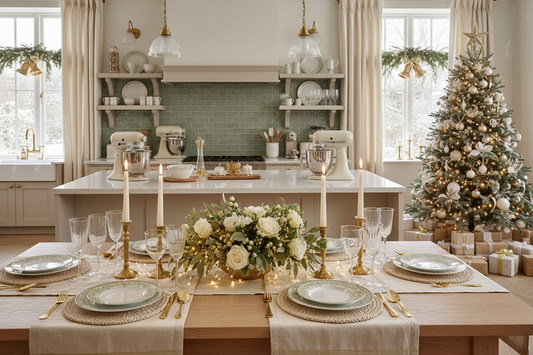 Festive Christmas and New Year holiday scene with elegant kitchen setting