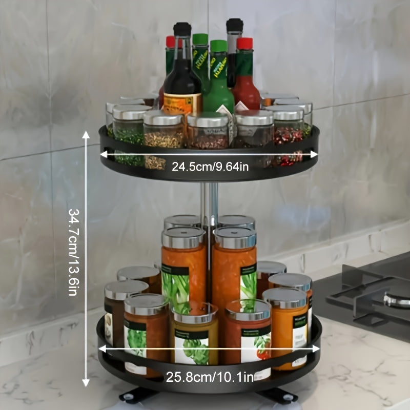 Spice rack with measurements on a kitchen counter