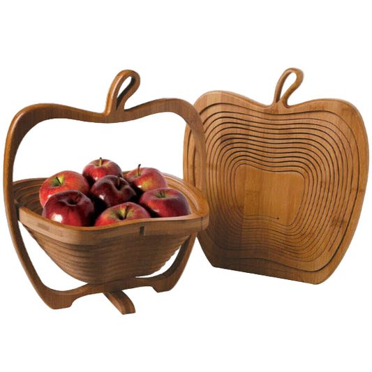 foldable bamboo fruit basket with red  apples