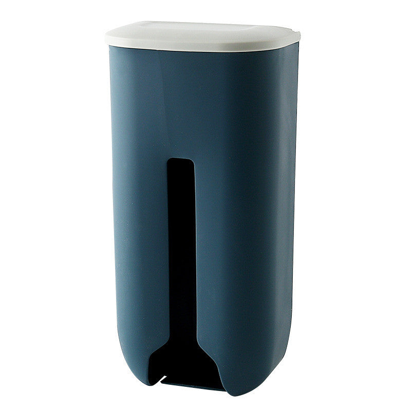 blue plastic bag storage bin