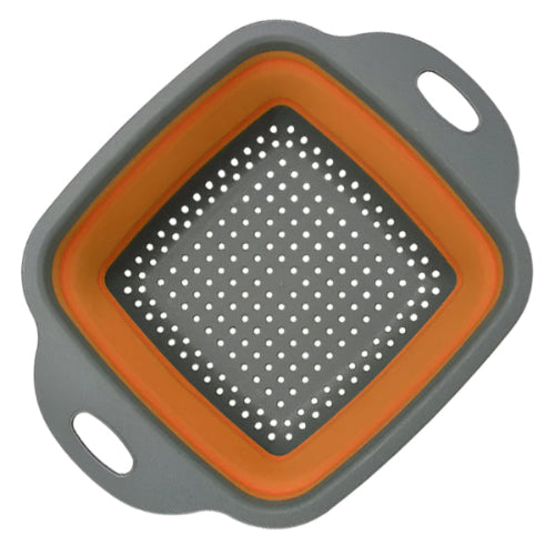 grey with orange trim square colander