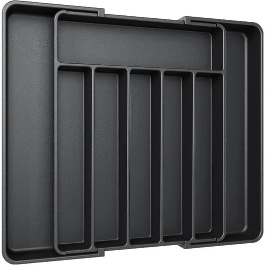 black adjustable cutlery tray