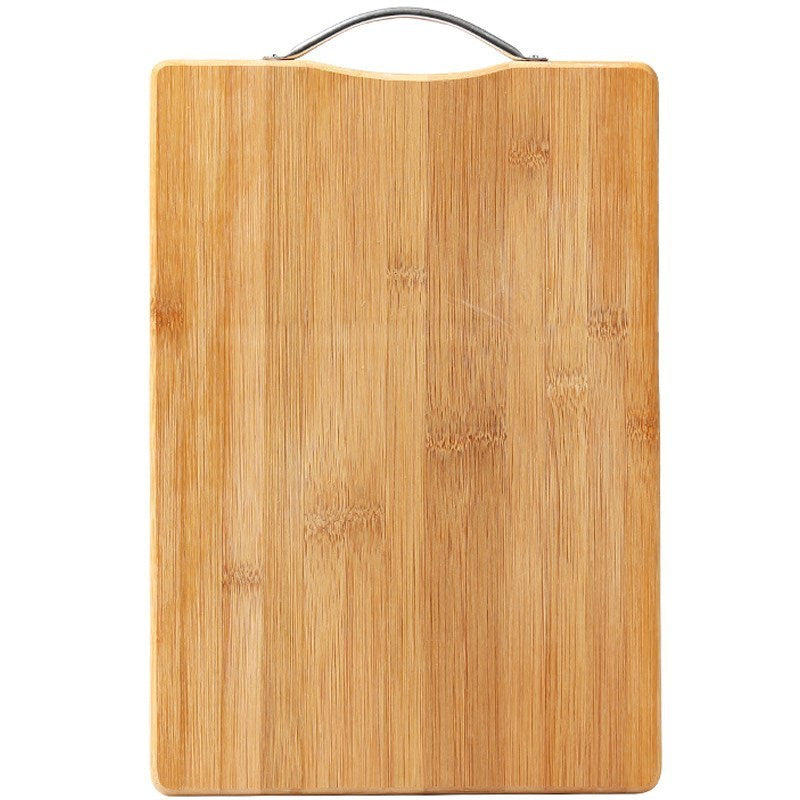 Wooden cutting board with a handle on a white background