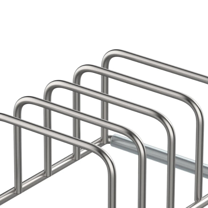 Stainless steel cutting board  rack on a white background