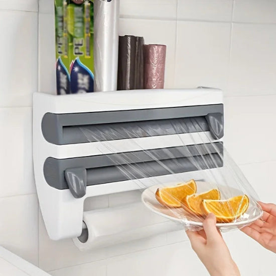 Person wrapping orange slices with plastic wrap