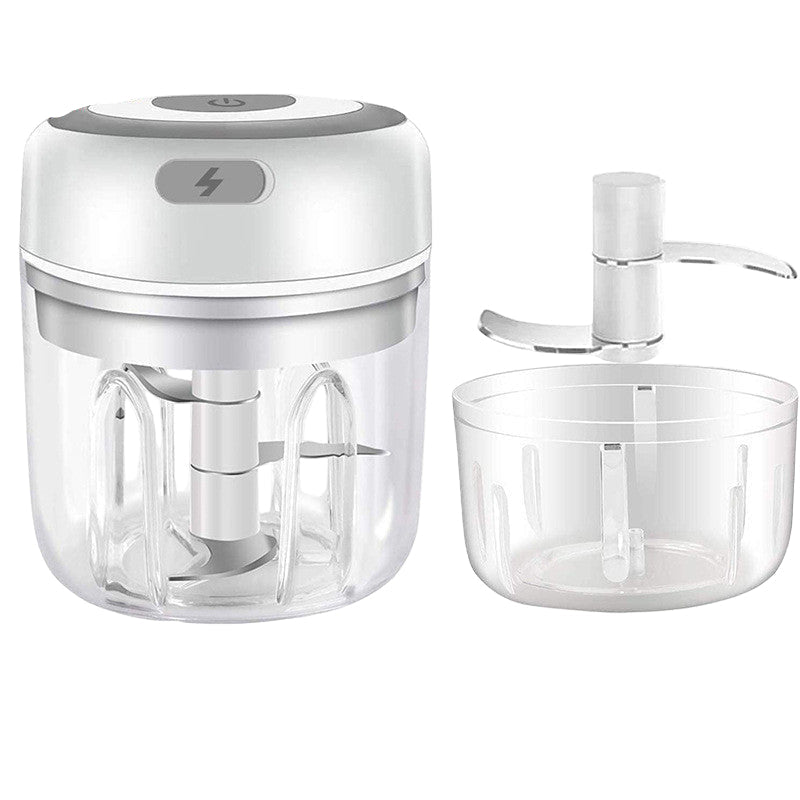 White food chopper with clear container on a white background