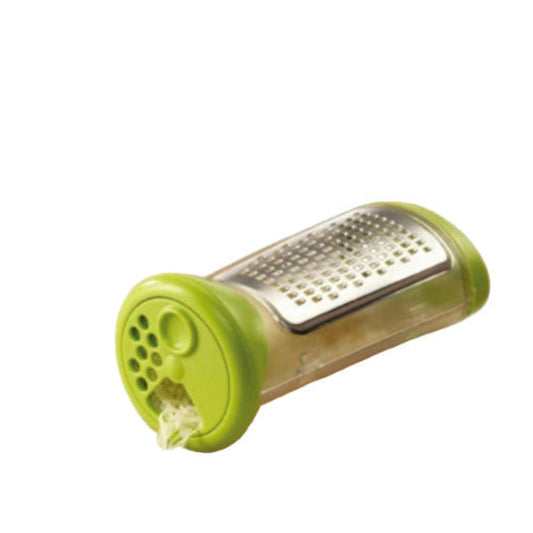 Green garlic and cheese grater with transparent compartment
