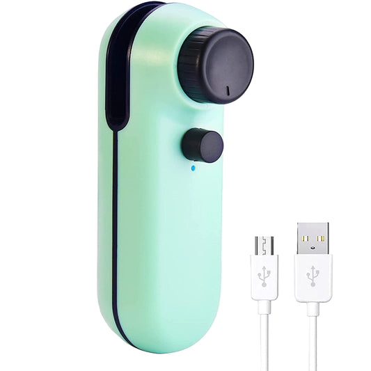 green usb charged bag heat sealer and cutter with white usb cable