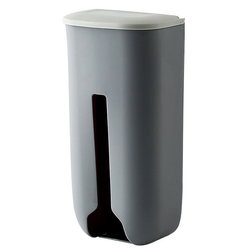 grey plastic bag storage bin