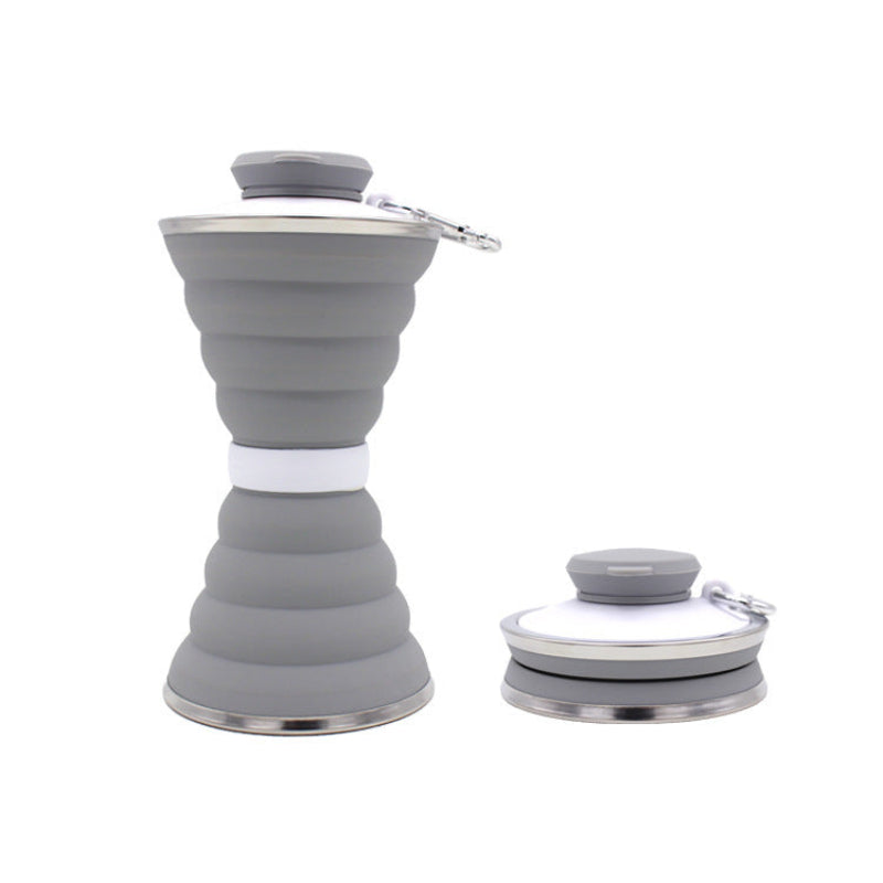 500ml grey silicone collapsable travel water bottle