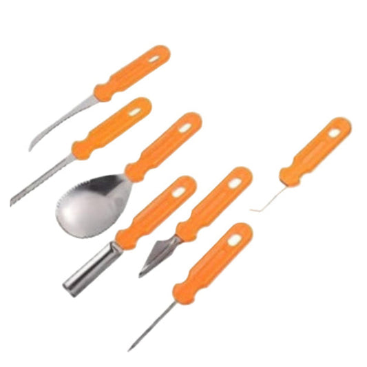 stainless steel and orange pumpkin carving tool set for halloween