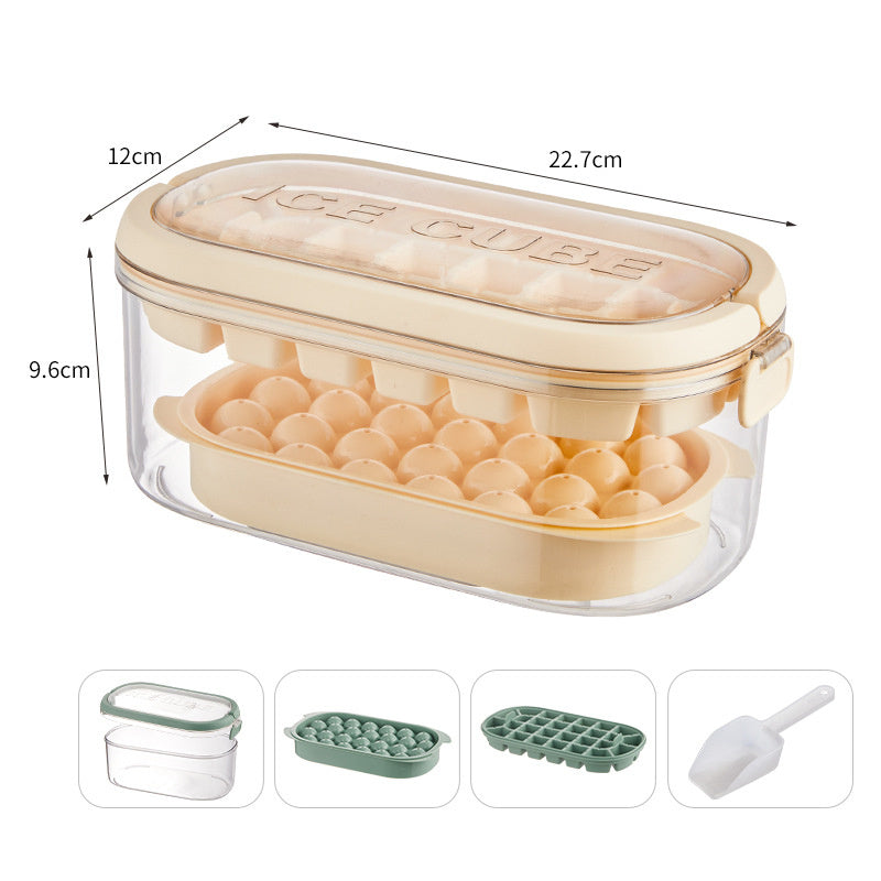 beige 54 cube ice tray with lid and compartment