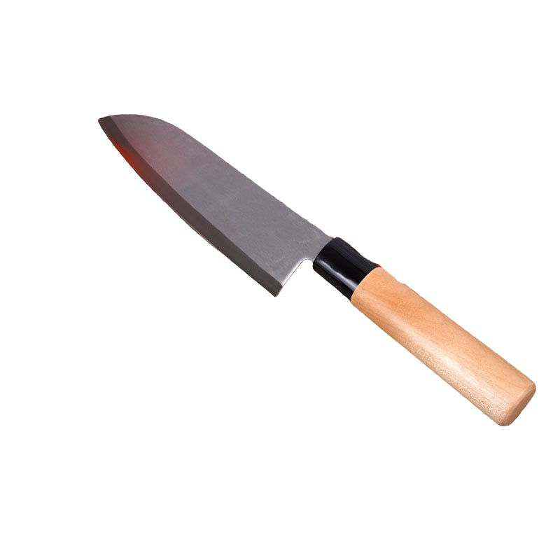 stainless steel japanese chefs knife with wooden handle