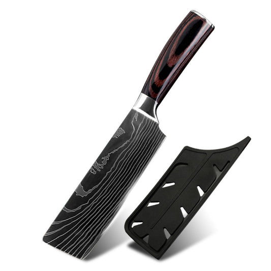 damascus black forged steel cleaver with black sheath