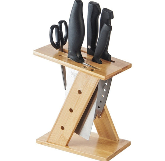 cross shaped bamboo knife and utensil holder