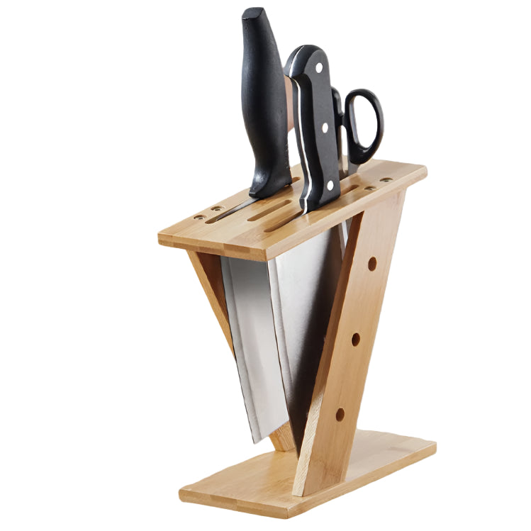 cross shaped bamboo knife and utensil holder