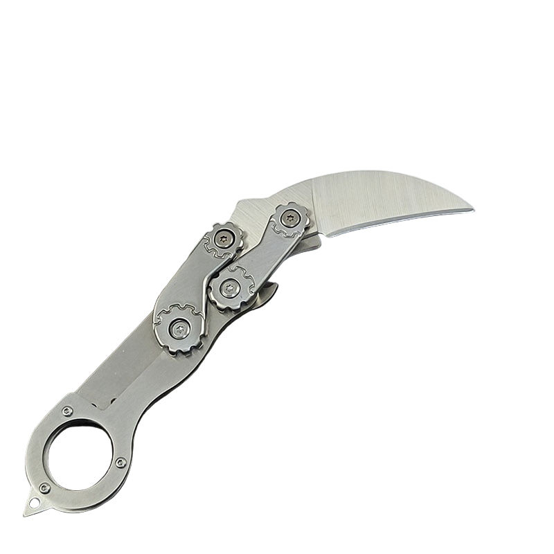 silver locking blade knife
