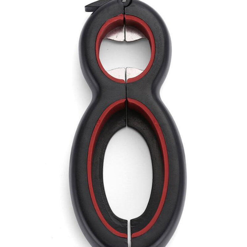 figure of eight black and red can and jar opener