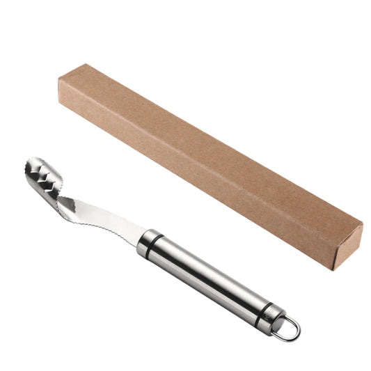 steel vegetable corer with a brown carton box