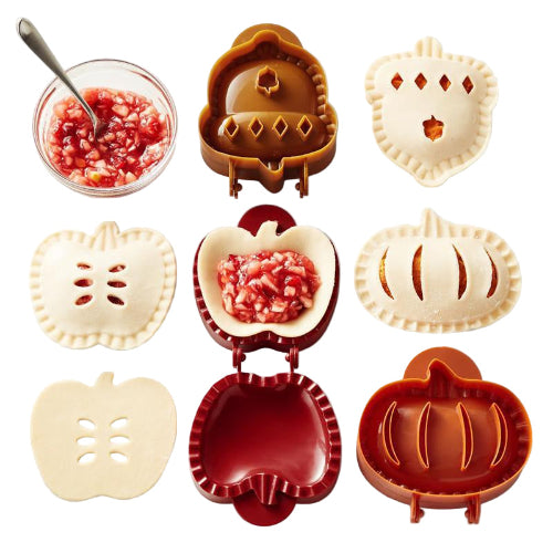 Brown and White Autumn-Themed Pie Moulds 