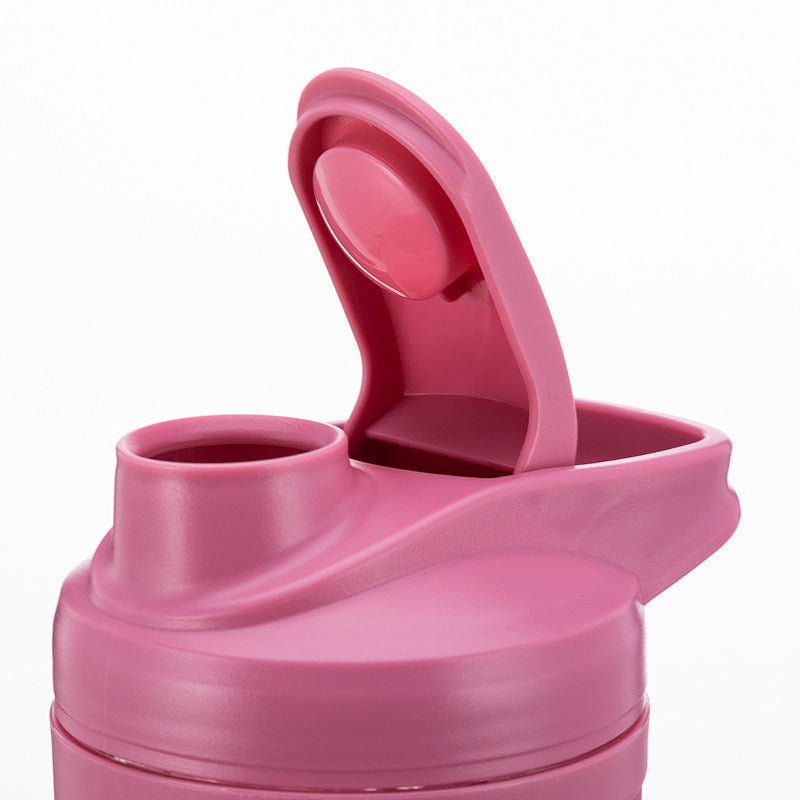 pink lid protein shaker bottle