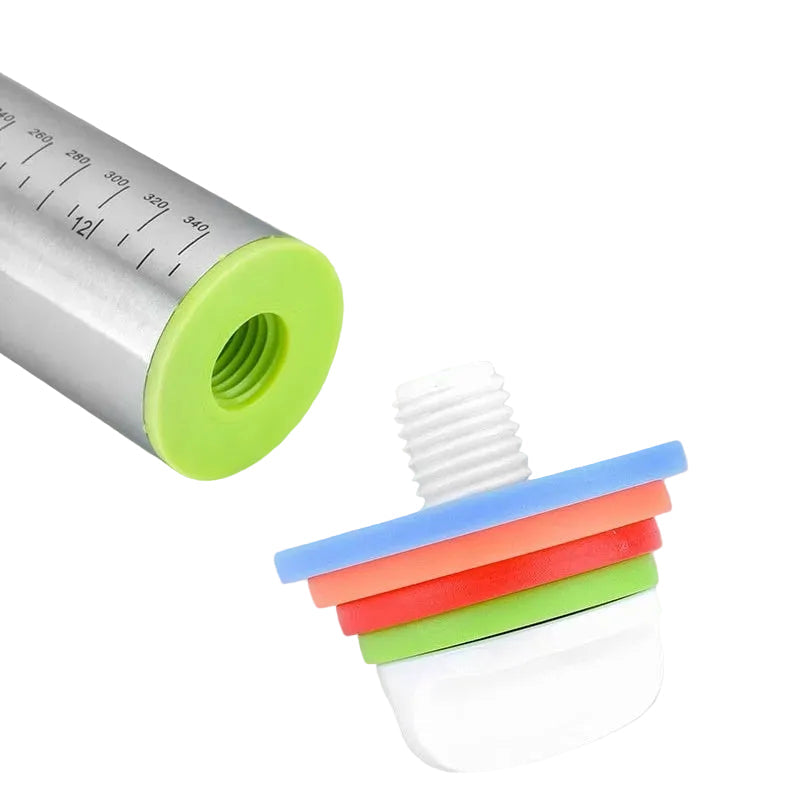 Threaded knob with protective gasket on a gray background