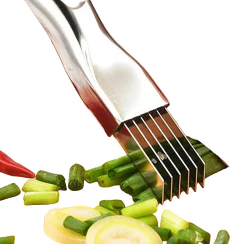 steel cutter tool cutting green onions