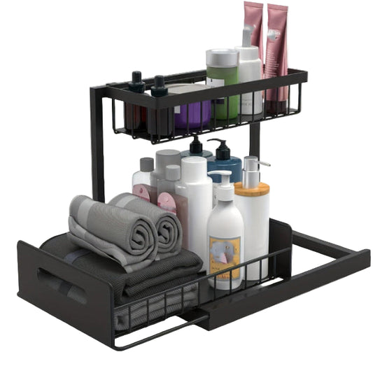 black sliding pull out cabinet caddy