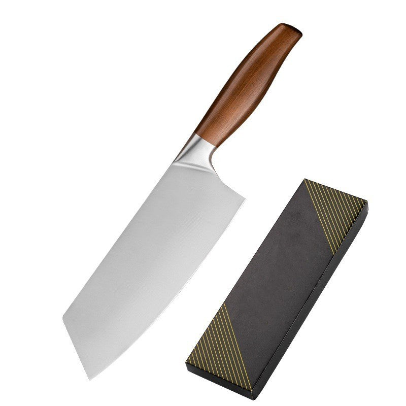 stainless steel chopping knife with wooden handle and gift box