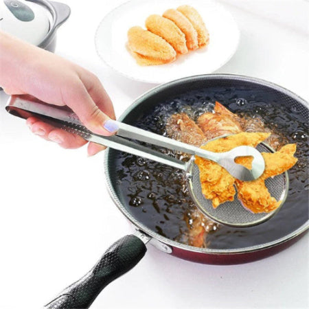 Dual-Function Stainless Steel Tongs & Strainer - Just Kitchen Accessories