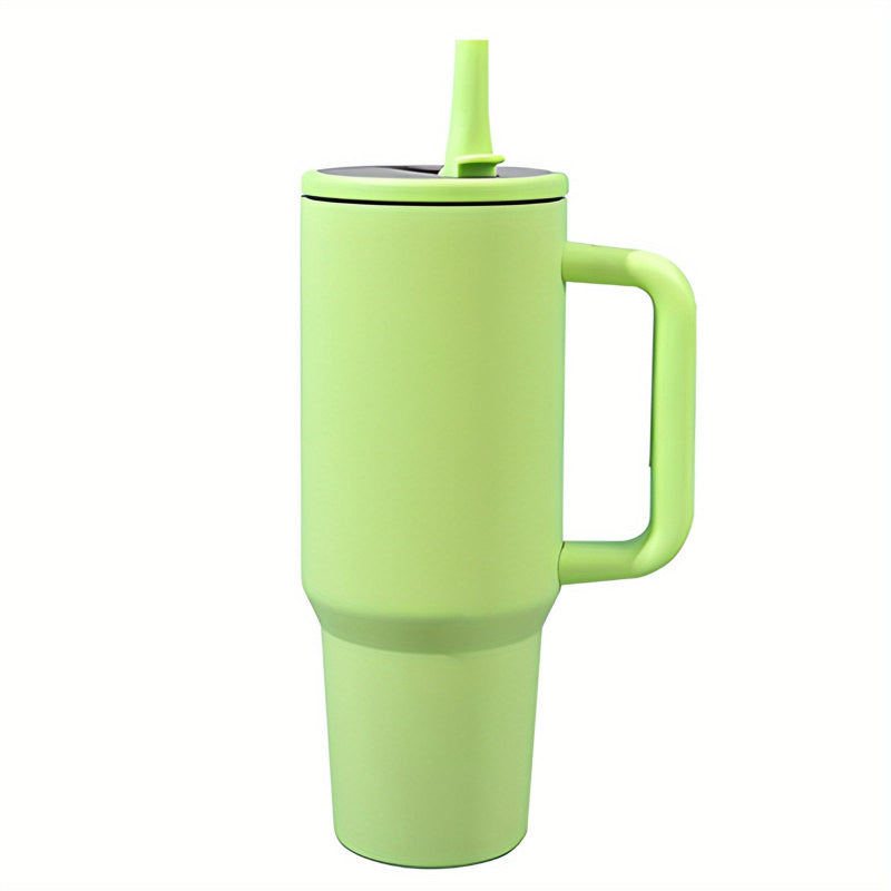green 1.2 litre portable mug with built in straw